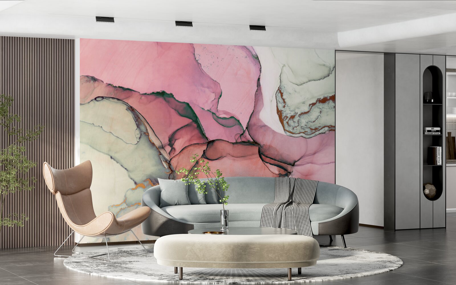 Fototapeten Marmor in Pinkfarben, inspiriert von Abstraktion