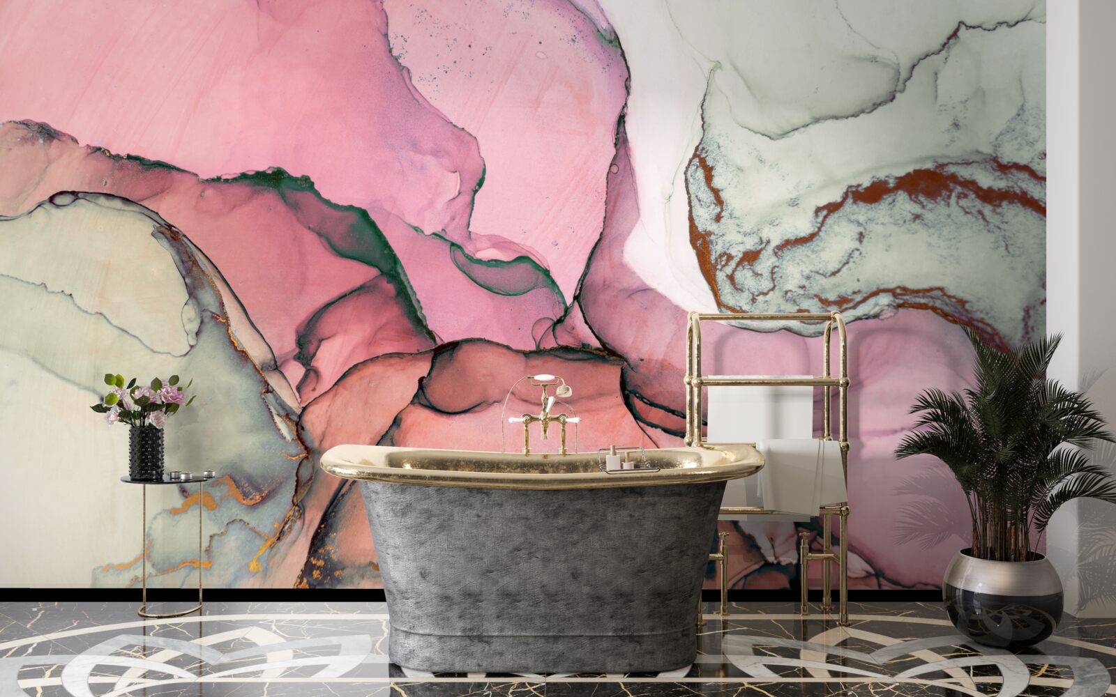Fototapeten Marmor in Pinkfarben, inspiriert von Abstraktion