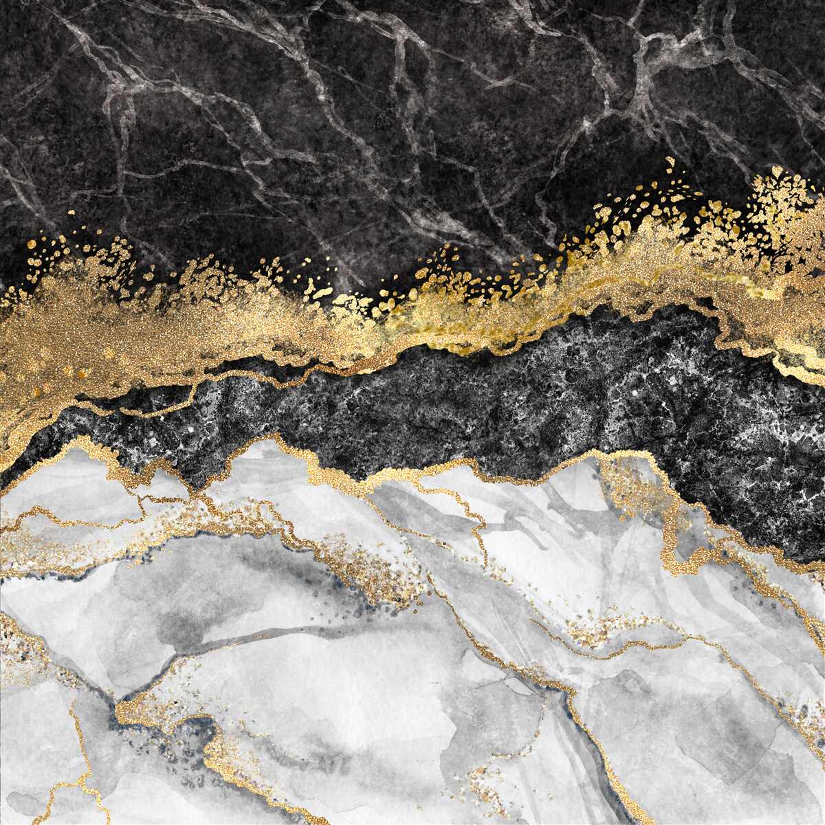 Fototapeten Marmor mit Gold auf schwarzem Hintergrund