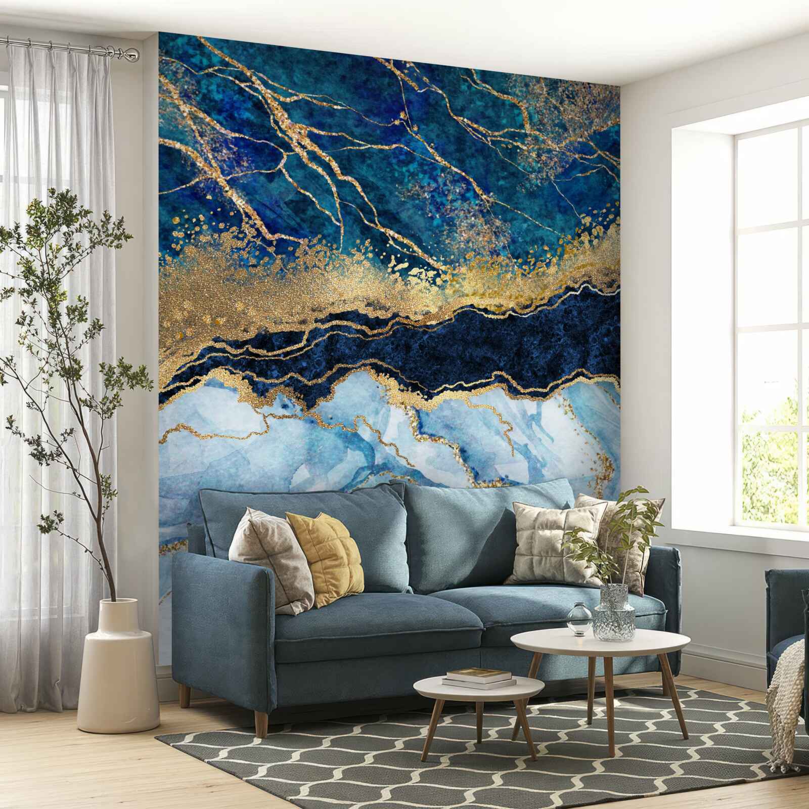 Fototapeten Blauer Marmorhintergrund