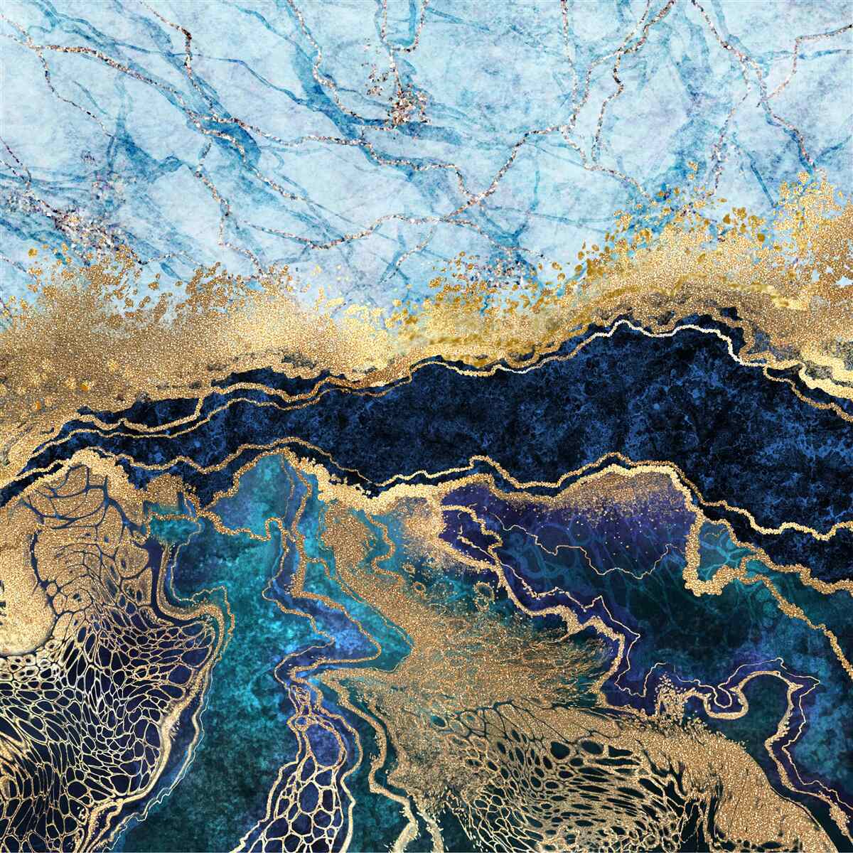 Fototapeten luxuriöser blauer Marmor mit goldenen Adern
