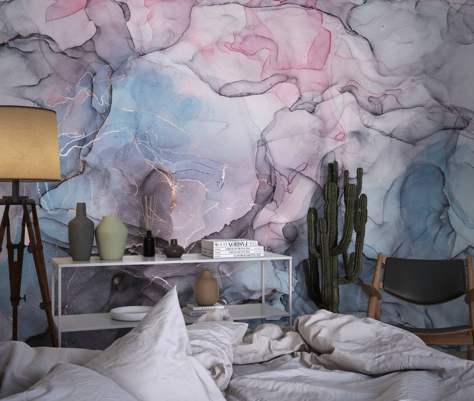 Fototapeten Abstrakter Marmor in Rosa und Blau
