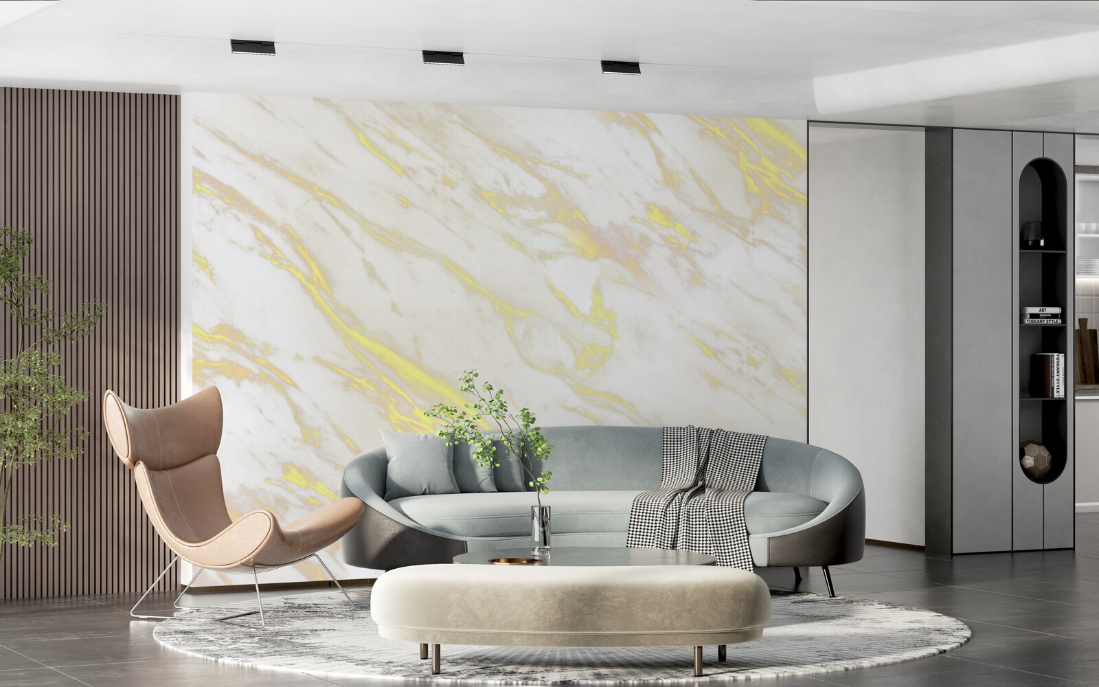 Fototapeten Weißer Marmor mit einem goldenen Farbton