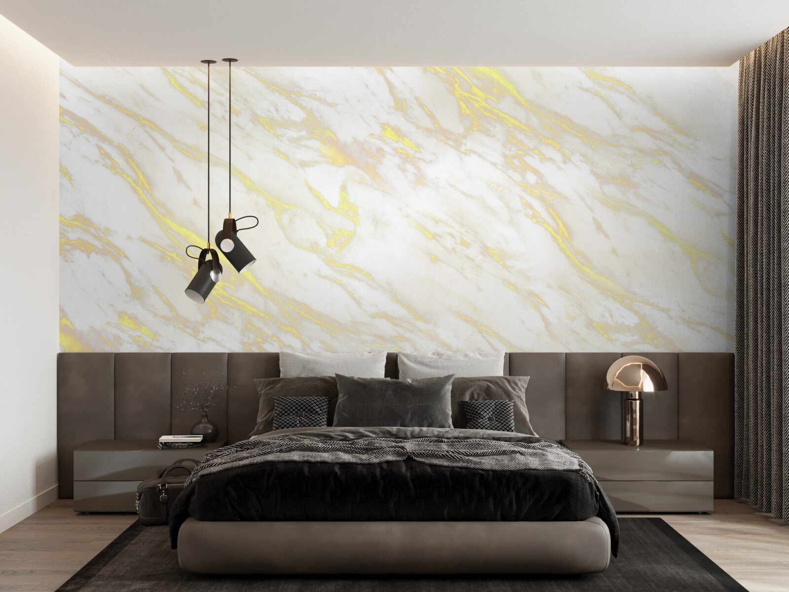 Fototapeten Weißer Marmor mit einem goldenen Farbton