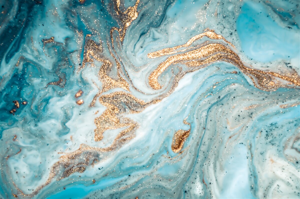 Fototapeten Vibrationen in Blau- und Goldtönen