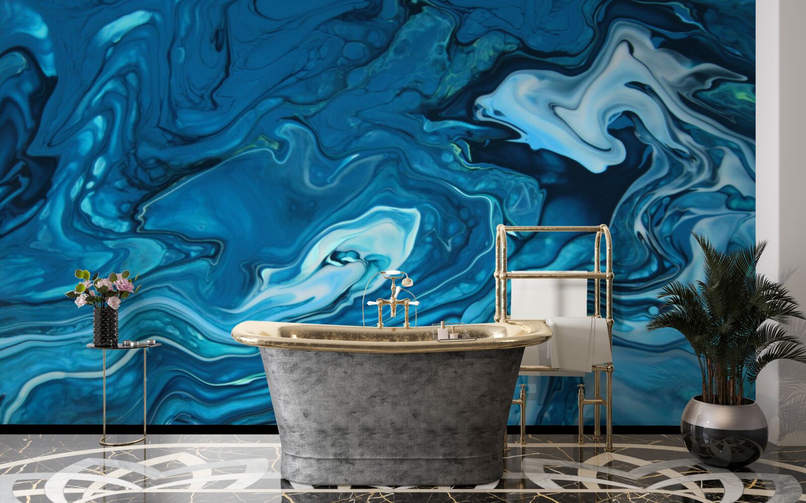 Fototapeten Zusammenfassung Blue Marmor
