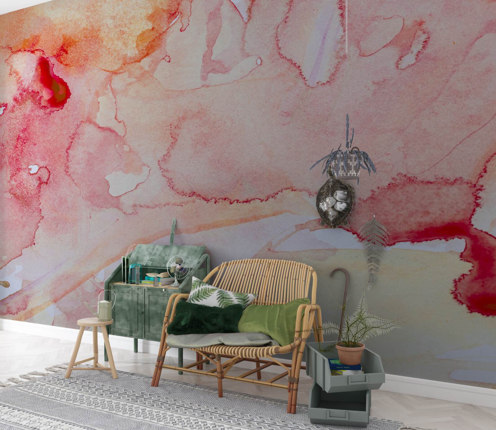 Fototapeten Aquarell Hintergrund des Bettes