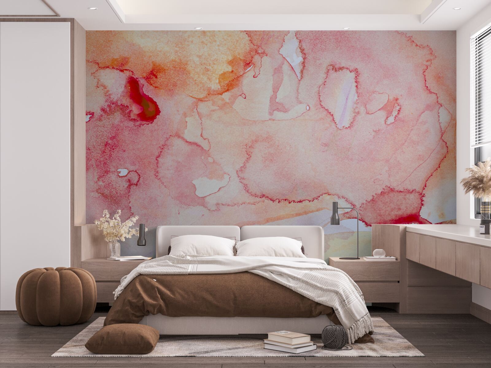 Fototapeten Aquarell Hintergrund des Bettes