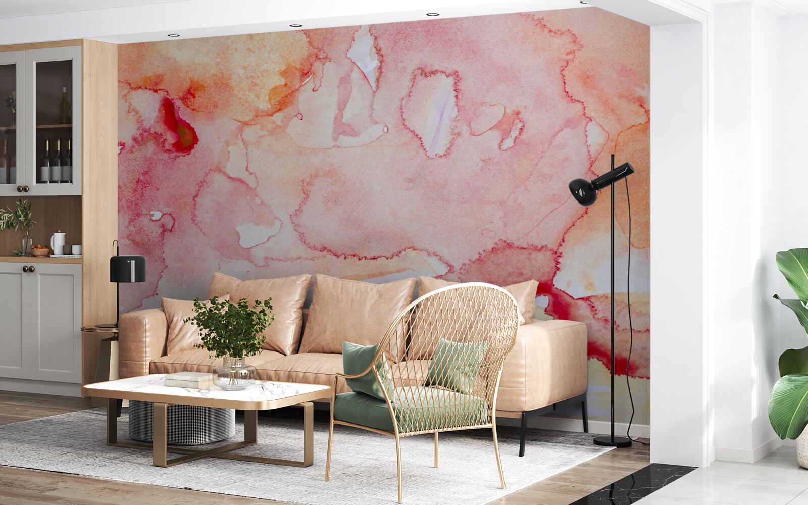 Fototapeten Aquarell Hintergrund des Bettes