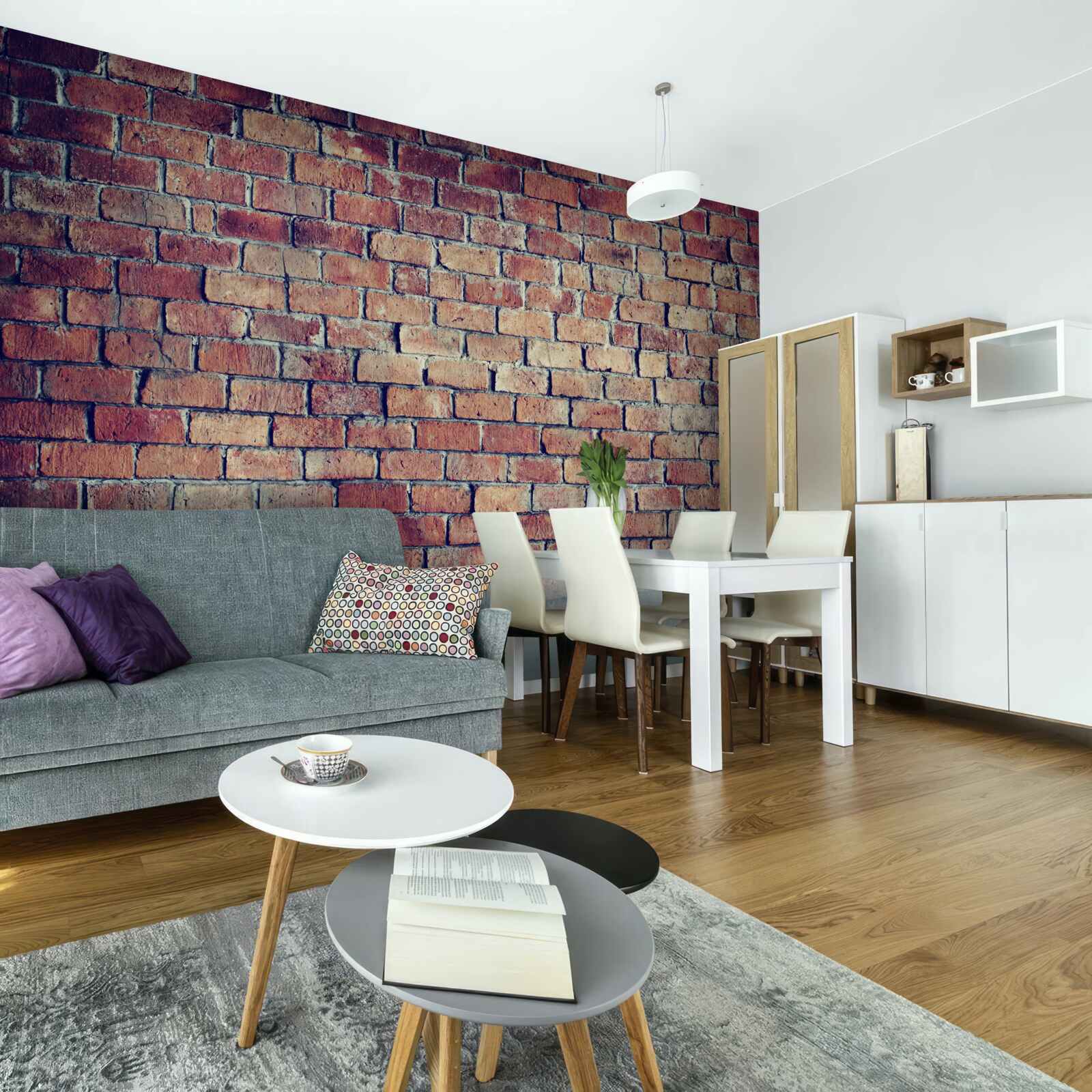 Fototapeten Eine Wand aus rotem Ziegelstein