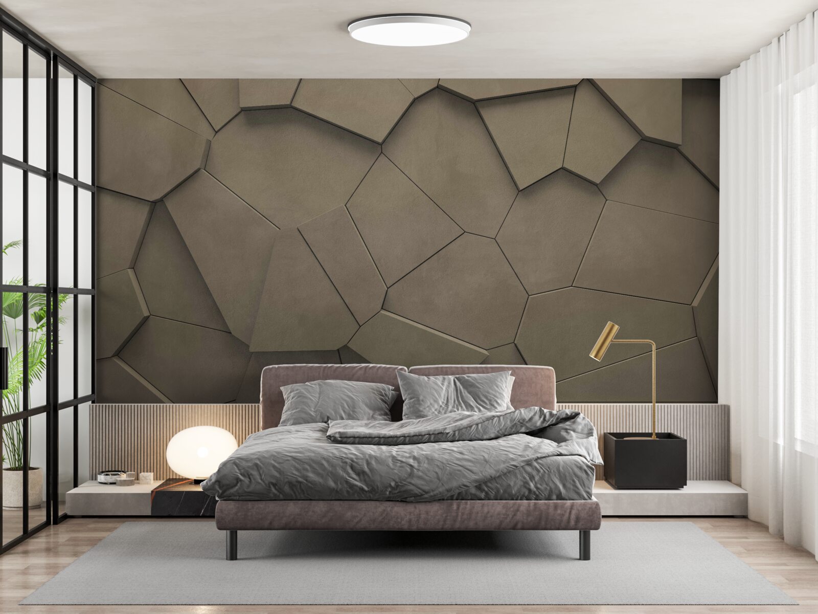 Fototapeten Eine Wand bestehend aus Steinen verschiedener Formen