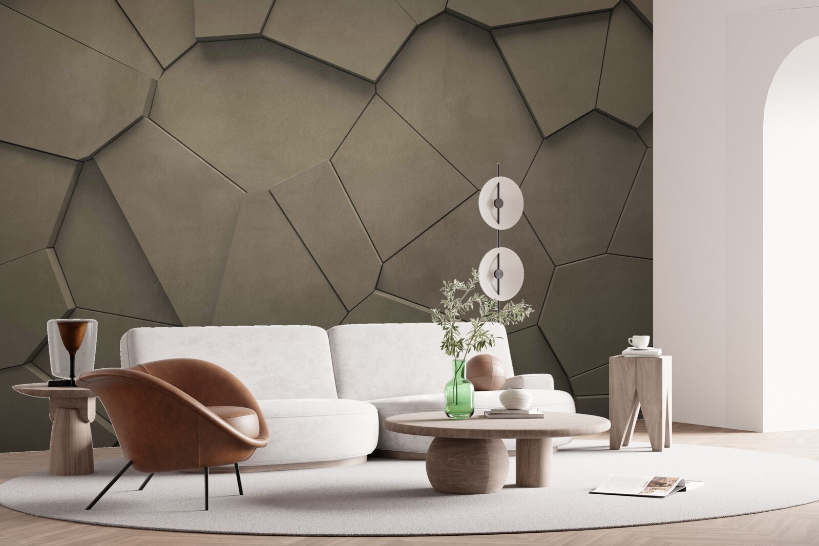 Fototapeten Eine Wand bestehend aus Steinen verschiedener Formen