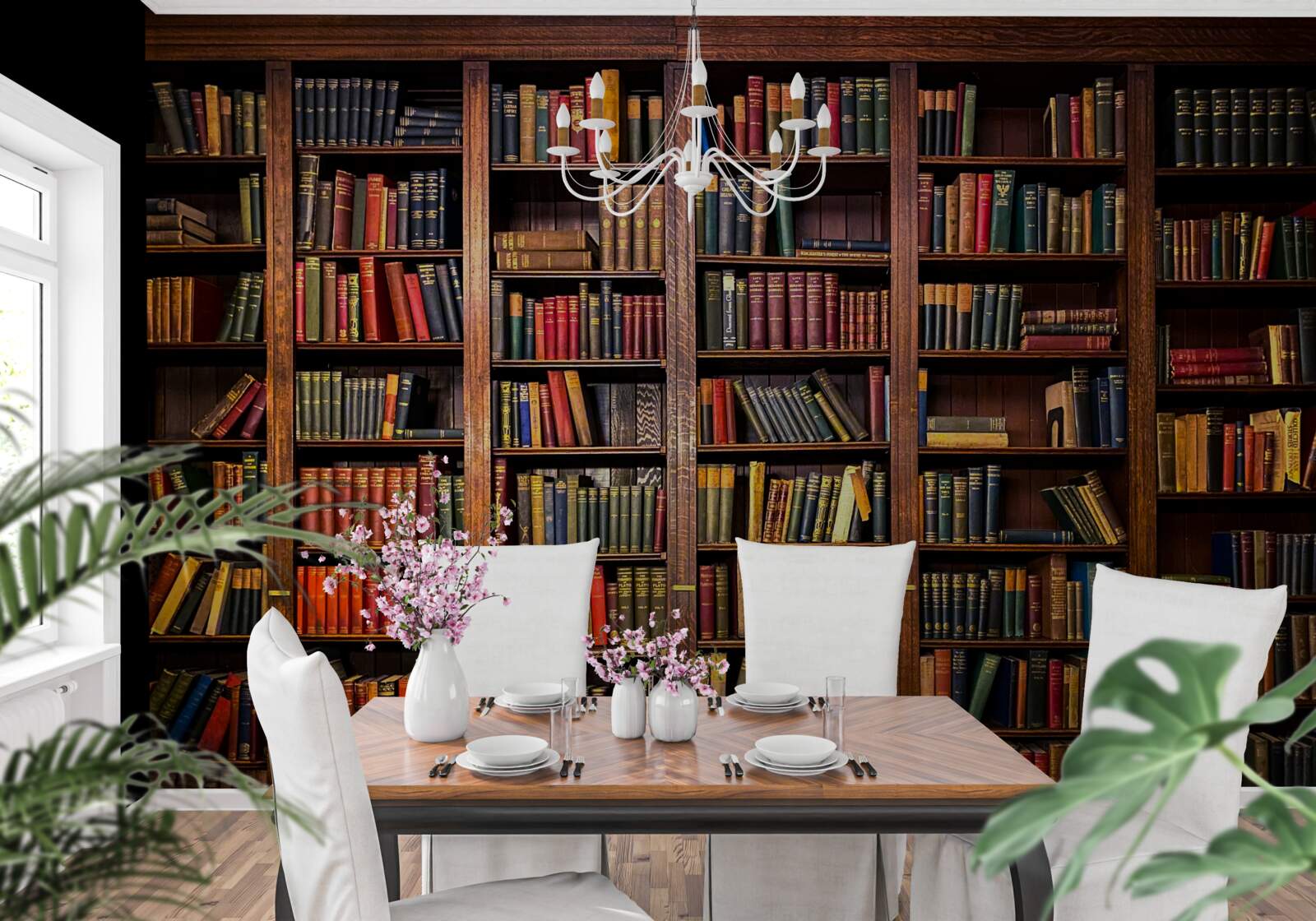 Fototapeten Eine reiche Bibliothek mit Büchern