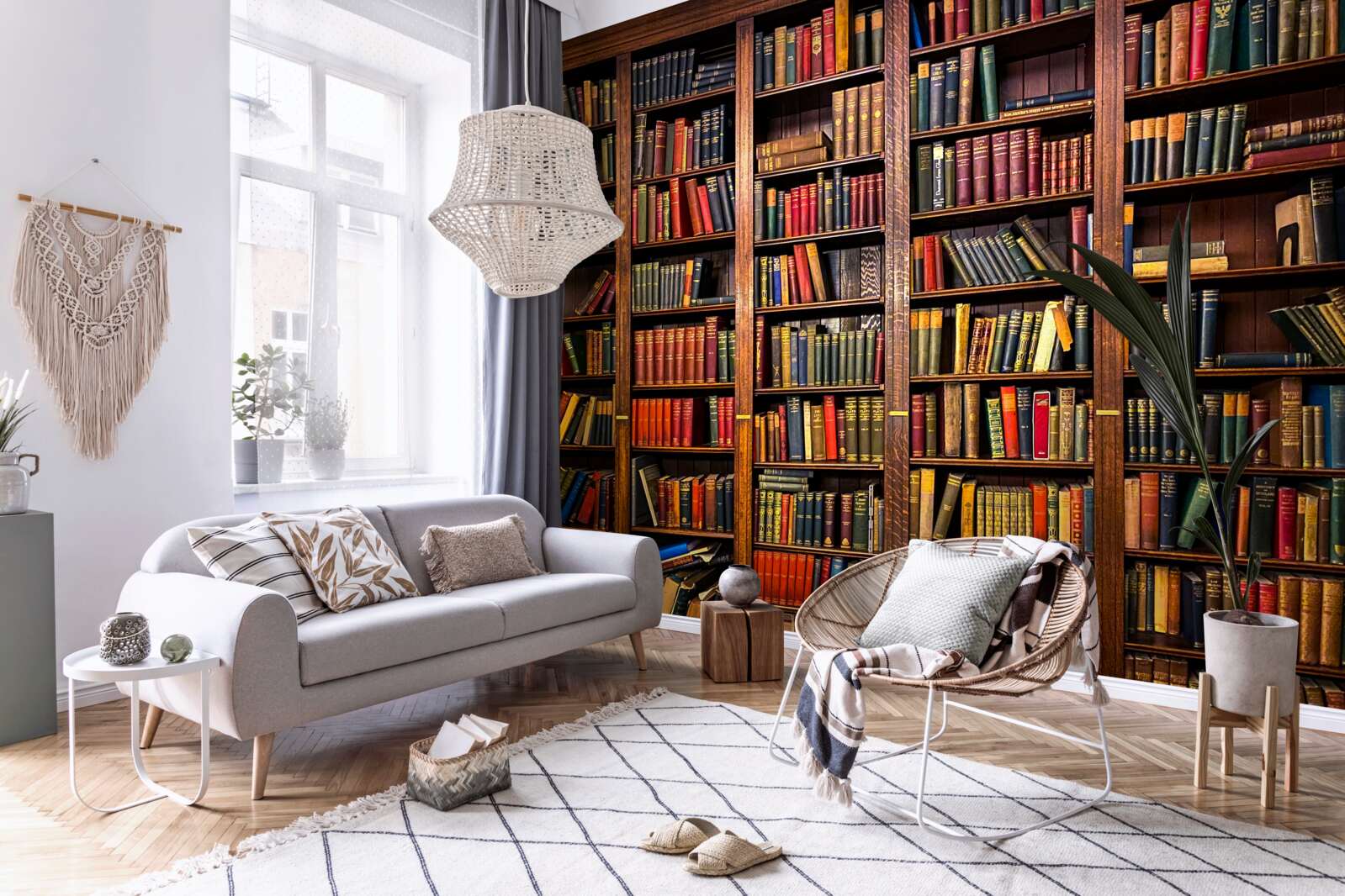 Fototapeten Eine reiche Bibliothek mit Büchern