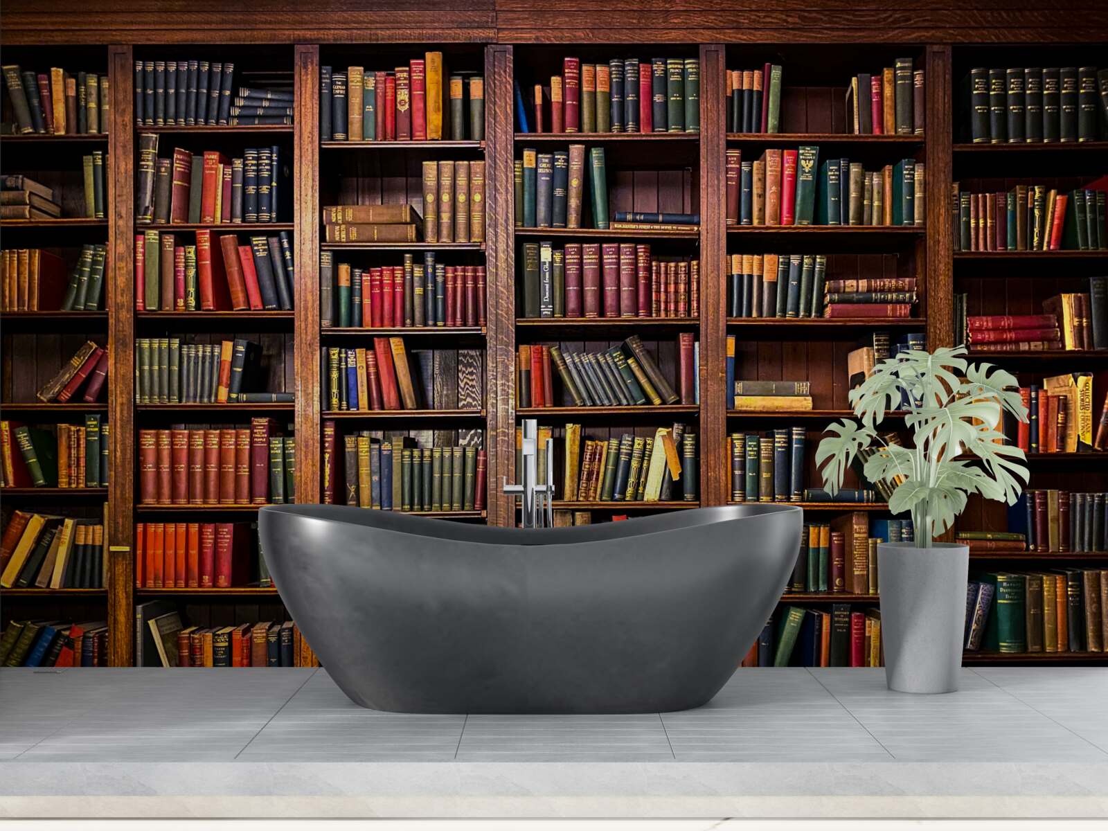 Fototapeten Eine reiche Bibliothek mit Büchern