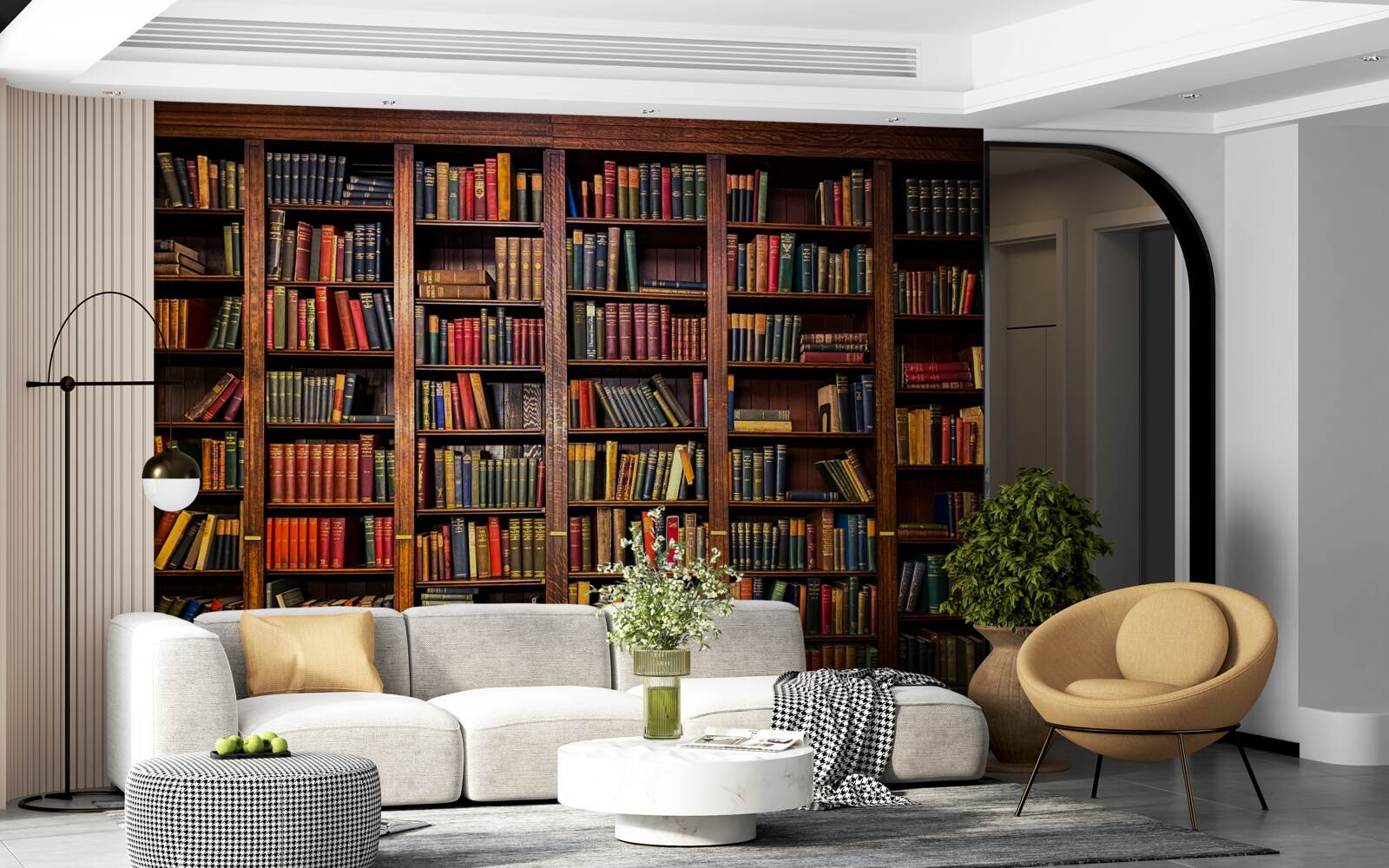 Fototapeten Eine reiche Bibliothek mit Büchern