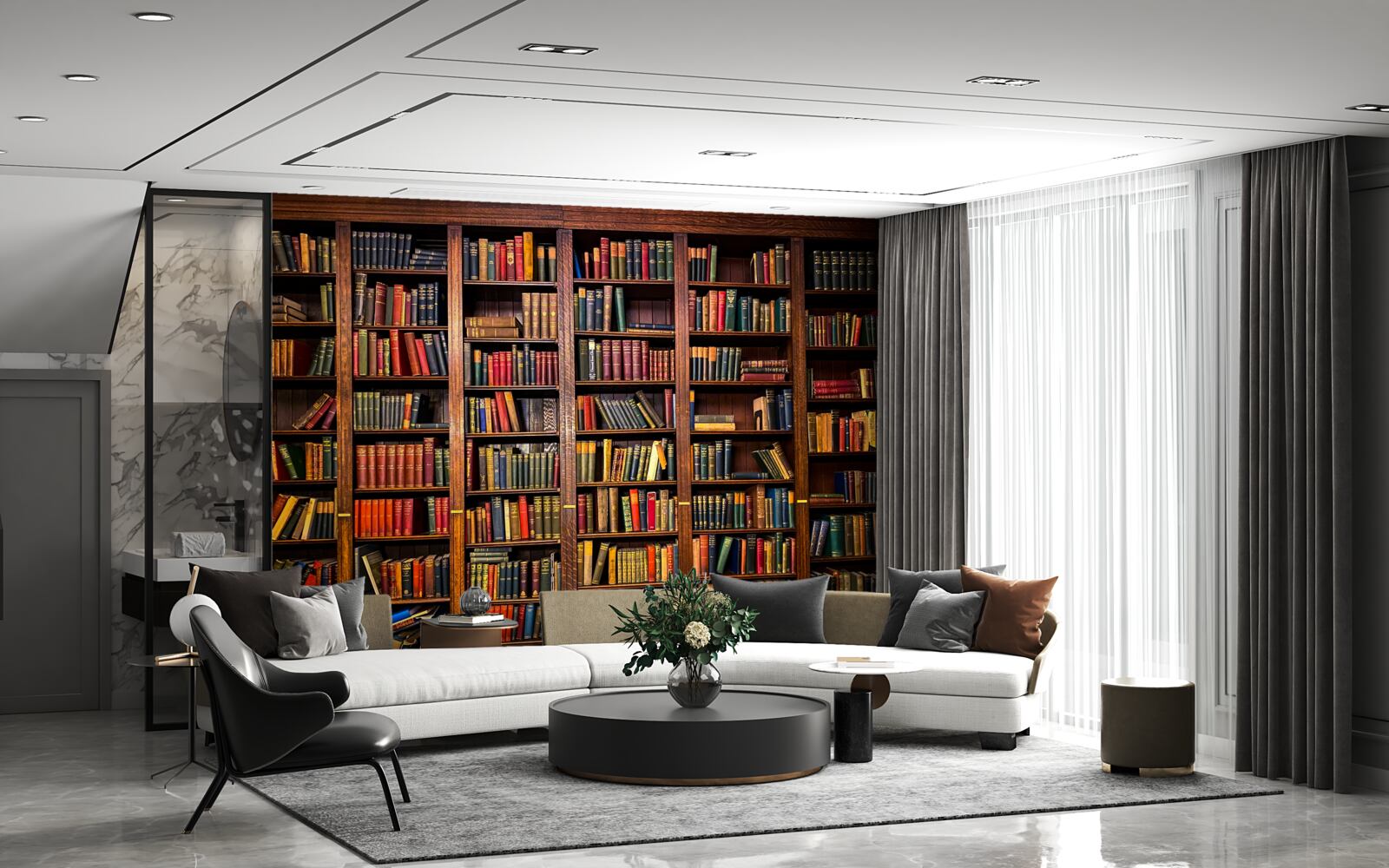 Fototapeten Eine reiche Bibliothek mit Büchern