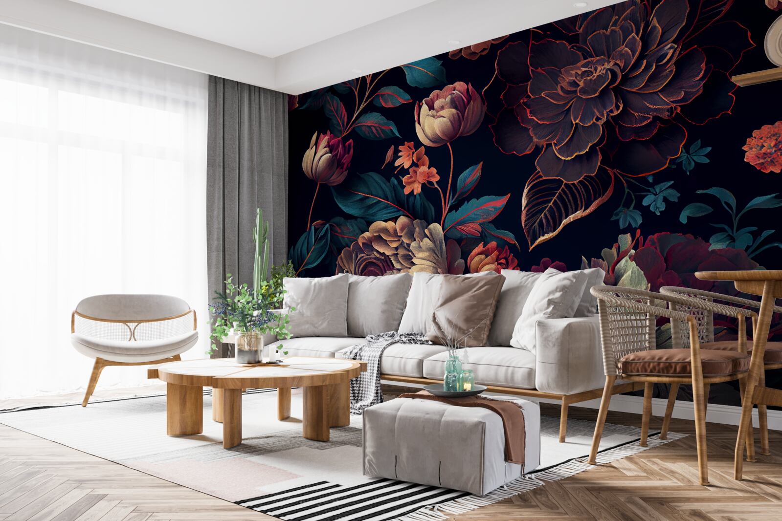 Fototapeten Eine Mischung aus dunklen schönen Blumen