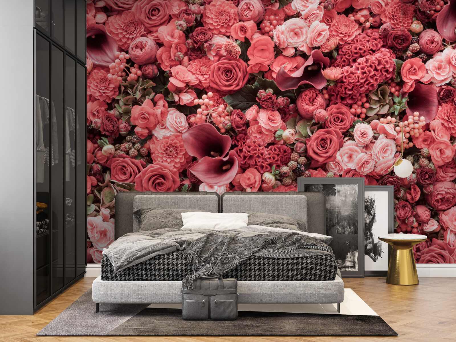 Fototapeten Ein Set von Sommer roten Blumen