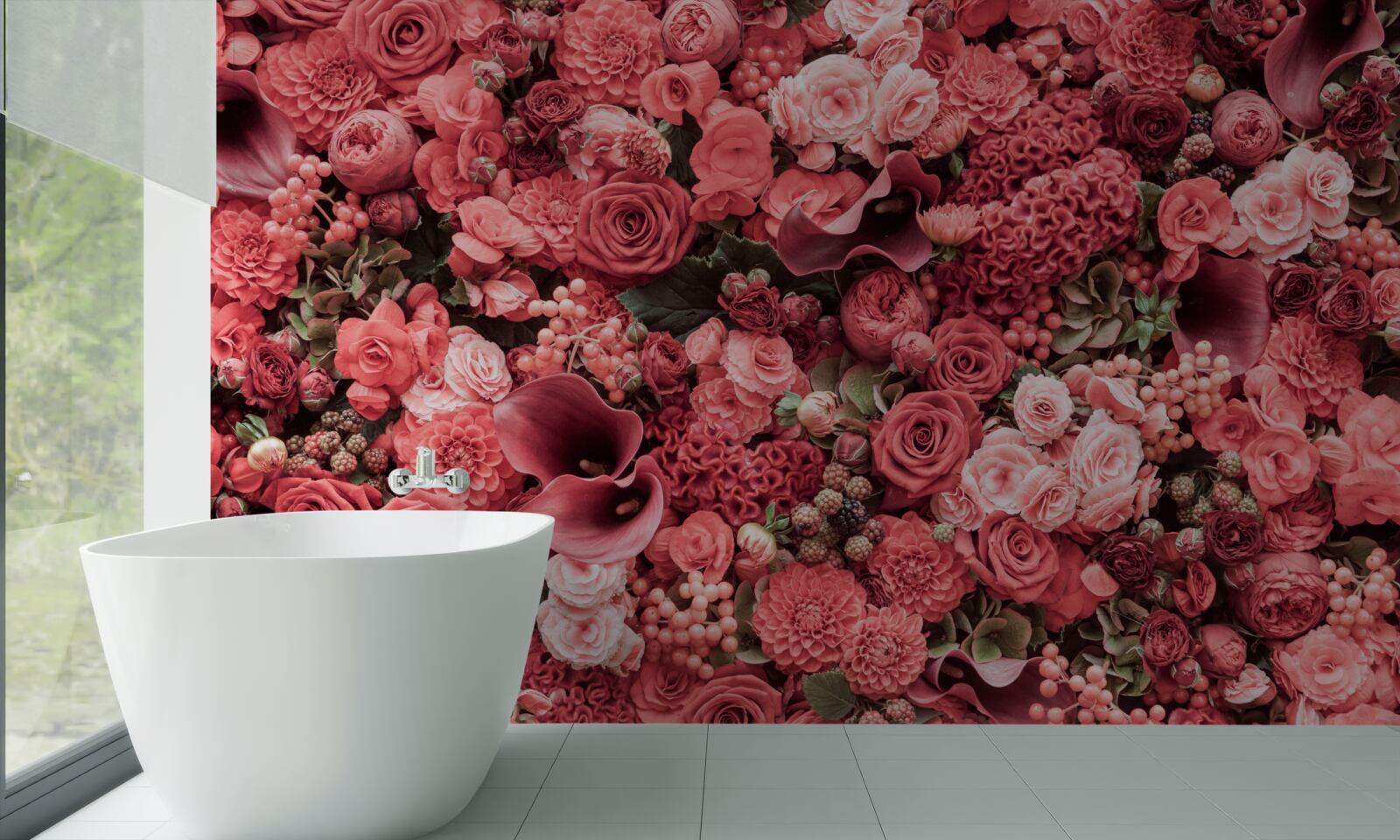 Fototapeten Ein Set von Sommer roten Blumen