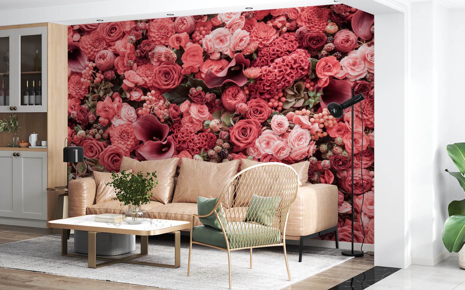 Fototapeten Ein Set von Sommer roten Blumen