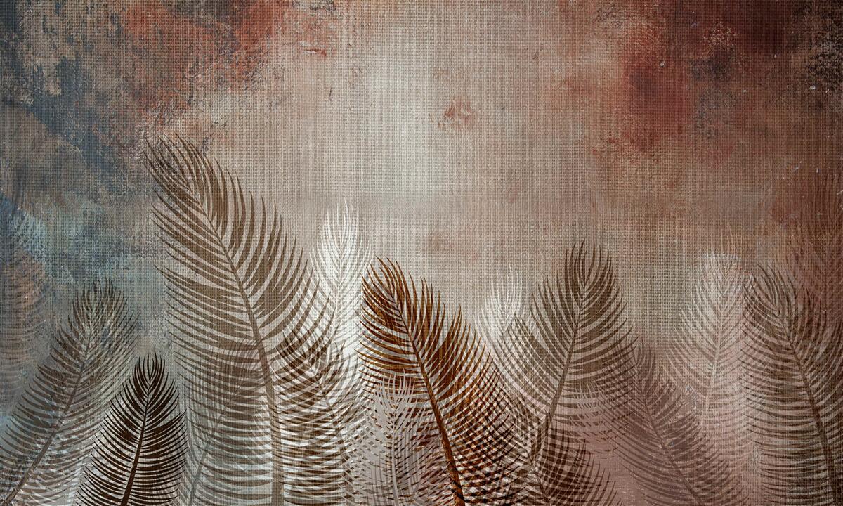 Fototapeten Palmblätter in der Herbstpalette sehen einen flauschigen Look