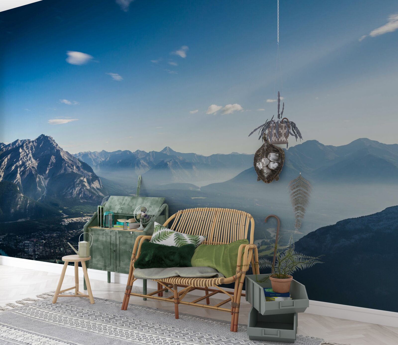 Fototapeten Von den Oberflächen der Berge können Sie einen riesigen blauen Himmel sehen