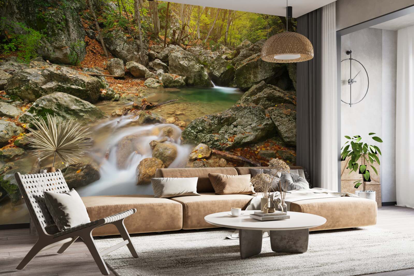 Fototapeten Flussfluss im Herbst