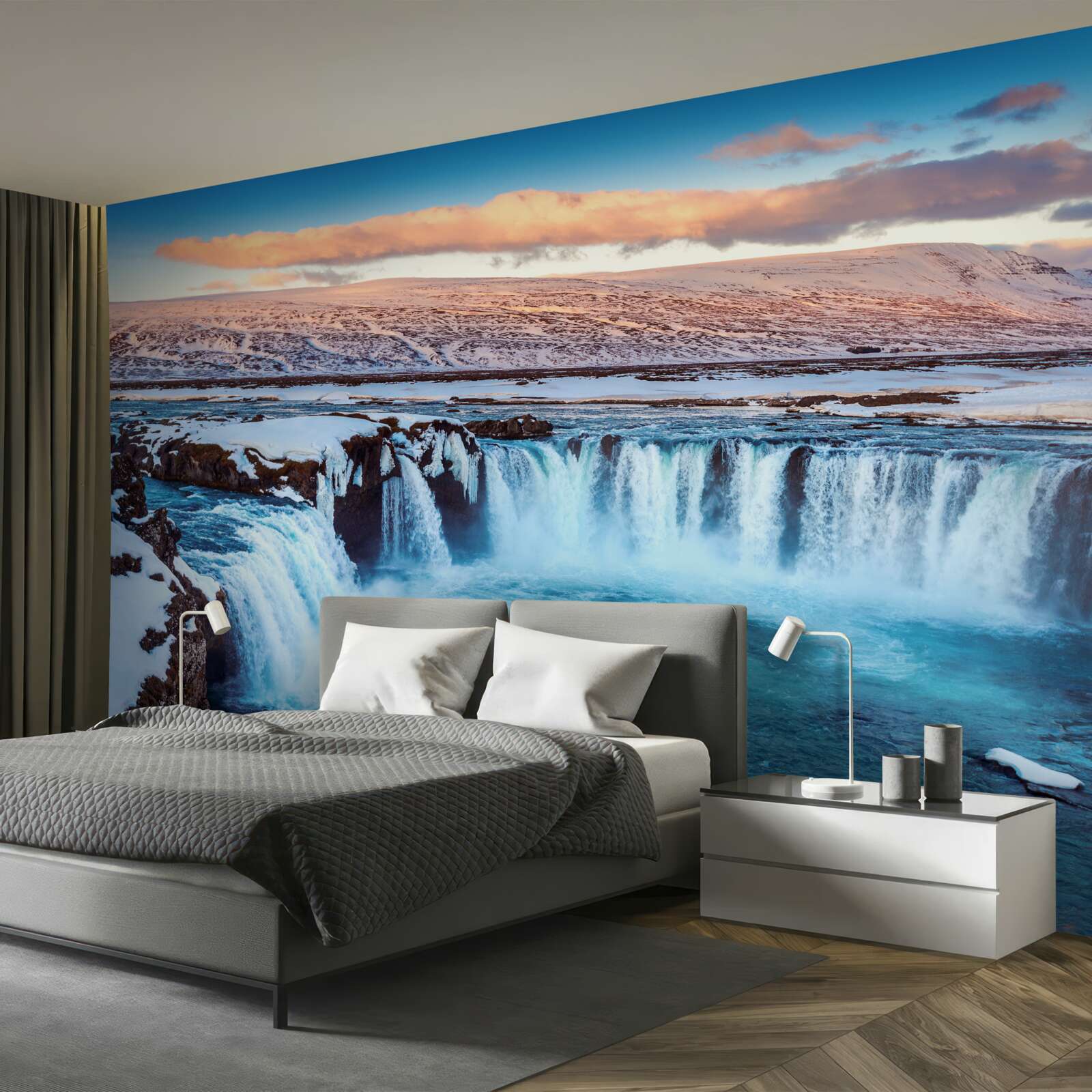 Fototapeten fesselndes Wasserfall der Grodafoss