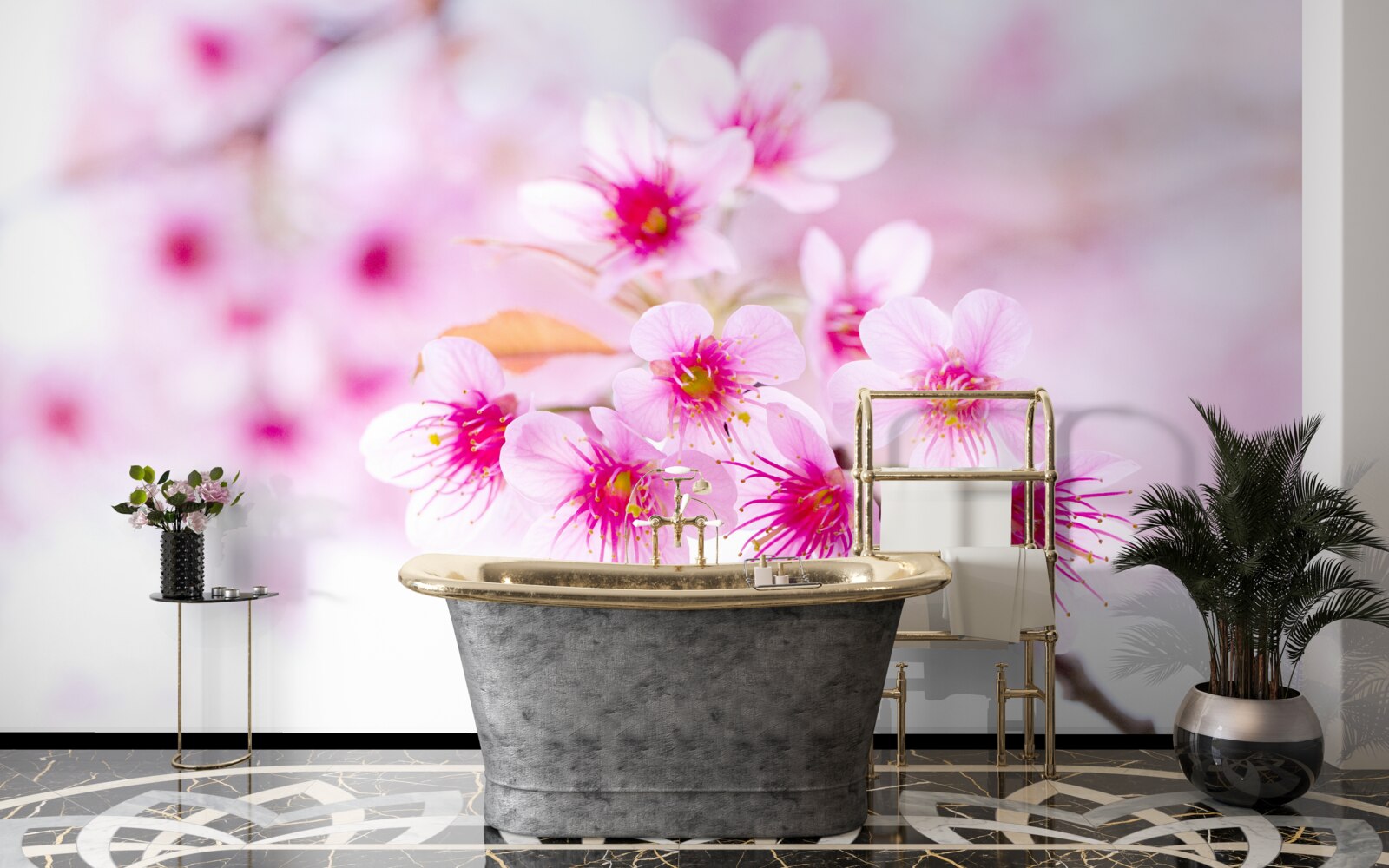 Fototapeten Rosa Blume von Sakura -Zweigen