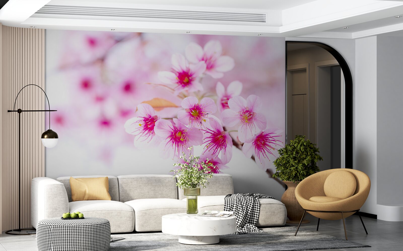 Fototapeten Rosa Blume von Sakura -Zweigen