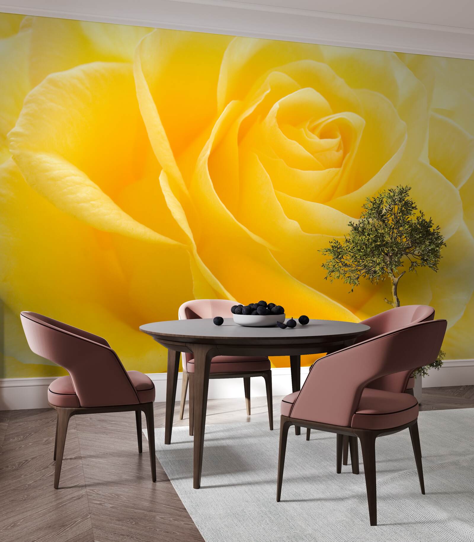 Fototapeten Gestreckte gelbe Rose