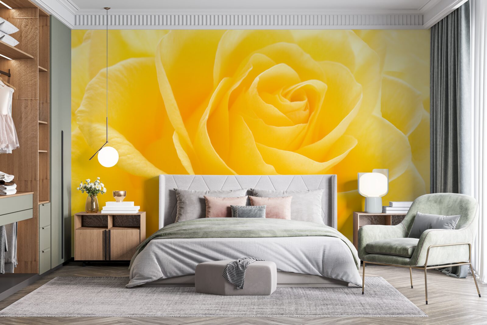 Fototapeten Gestreckte gelbe Rose
