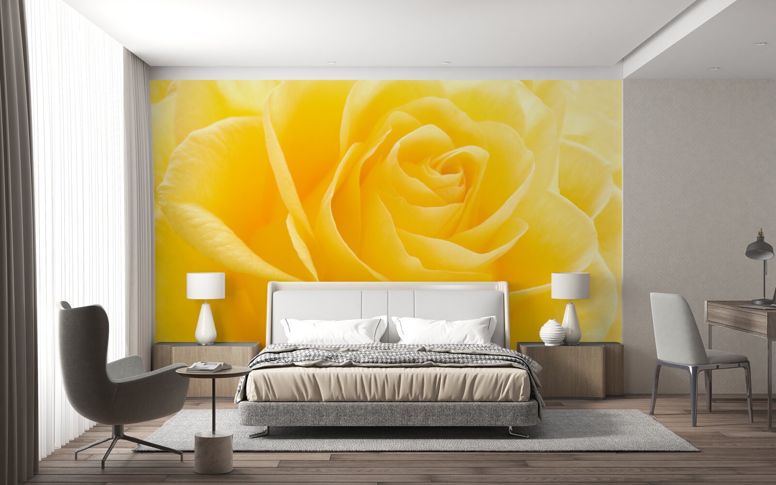 Fototapeten Gestreckte gelbe Rose