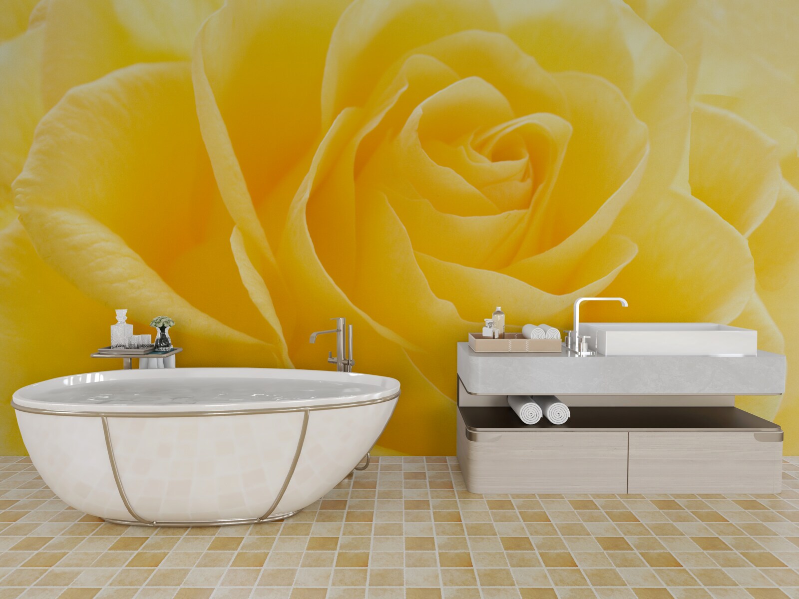 Fototapeten Gestreckte gelbe Rose