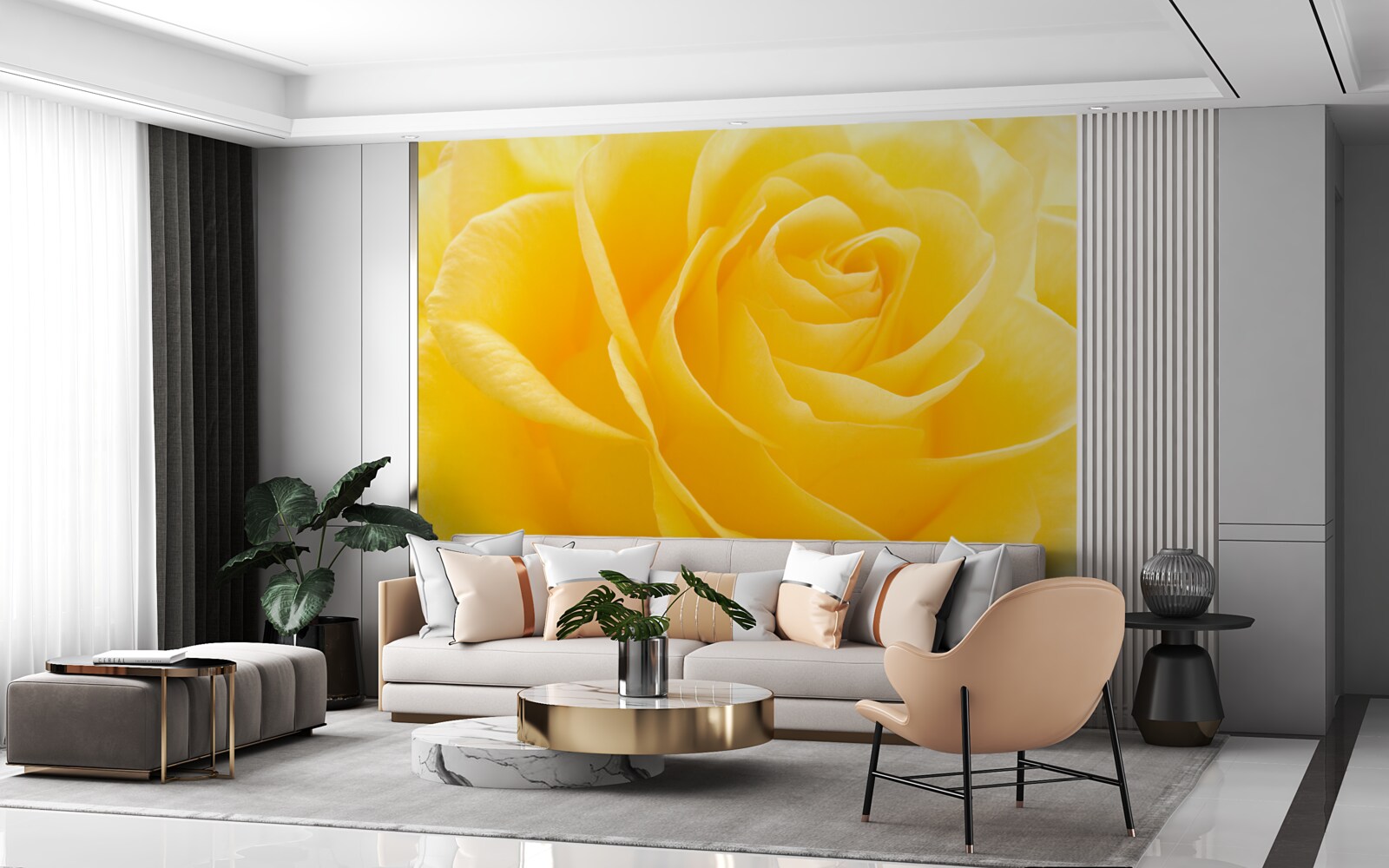 Fototapeten Gestreckte gelbe Rose