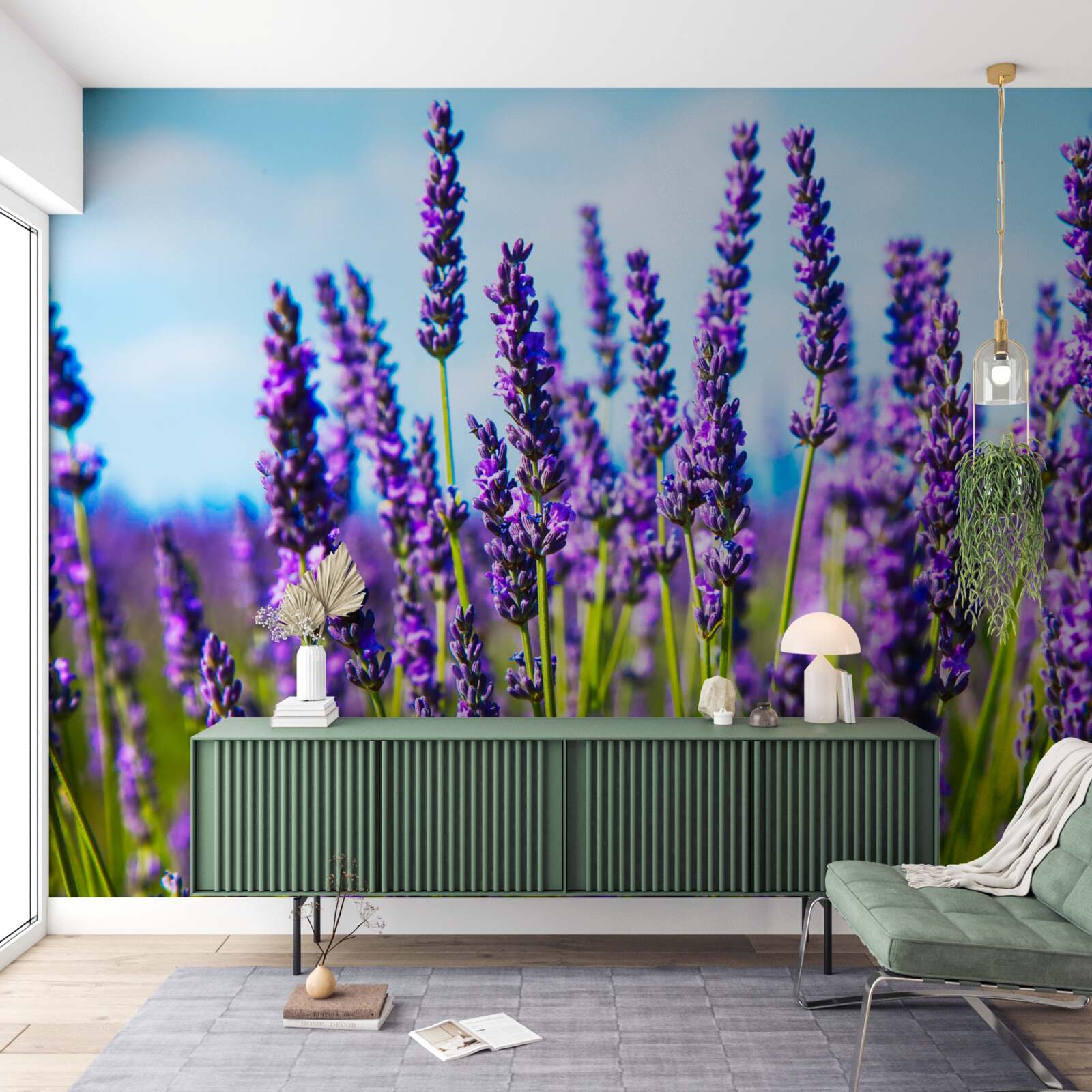 Fototapeten Lila Lavendel vor dem Hintergrund des blauen Himmels