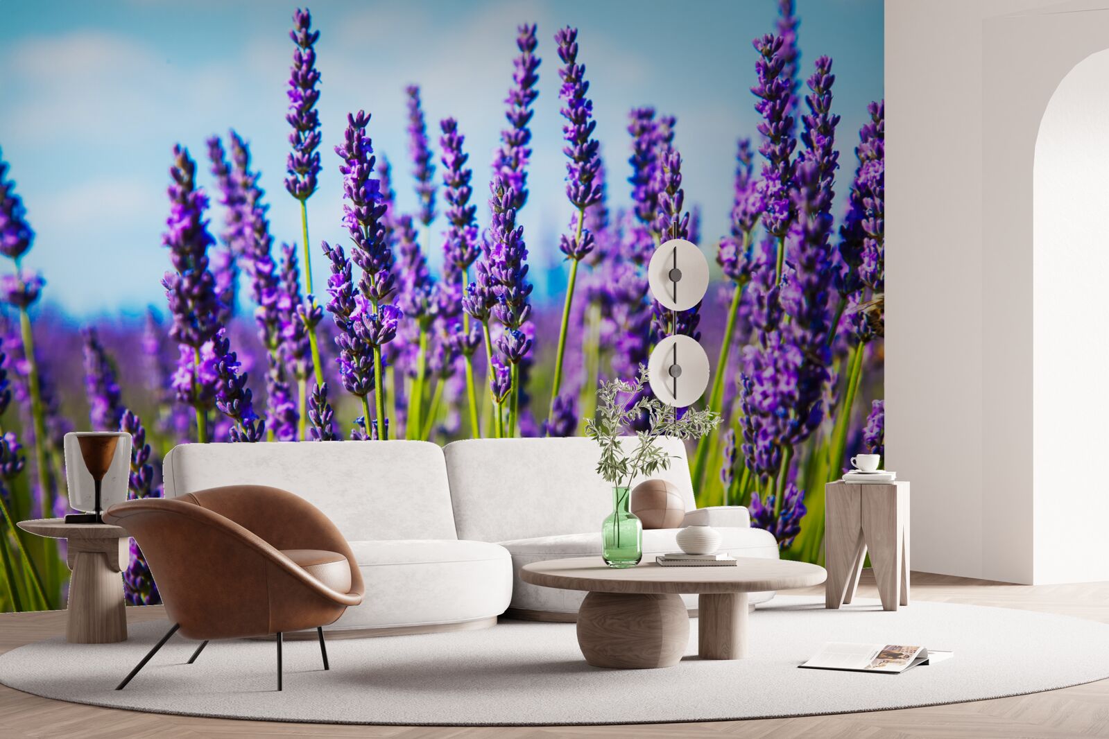 Fototapeten Lila Lavendel vor dem Hintergrund des blauen Himmels