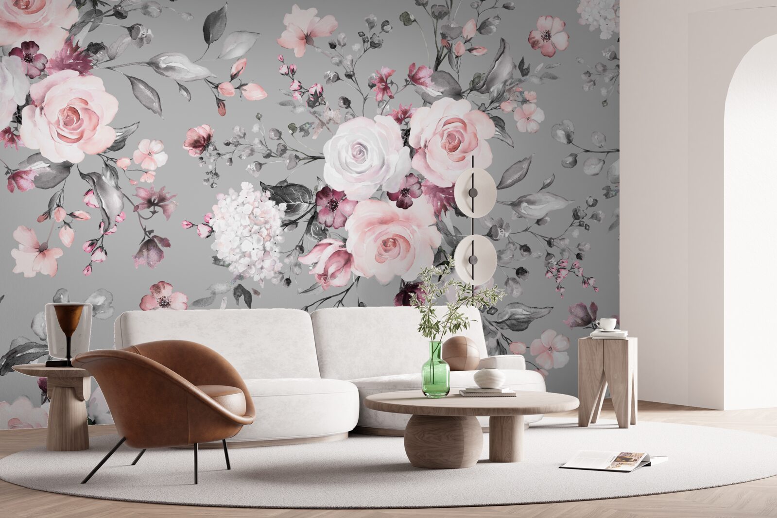 Fototapeten Helle Rosen auf einem matten Hintergrund