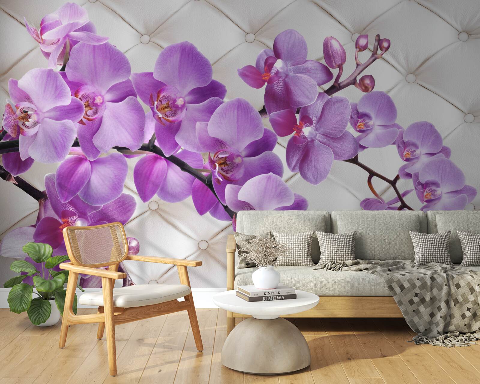 Fototapeten Die Textur enthält Zweige von Flilac Orchidee