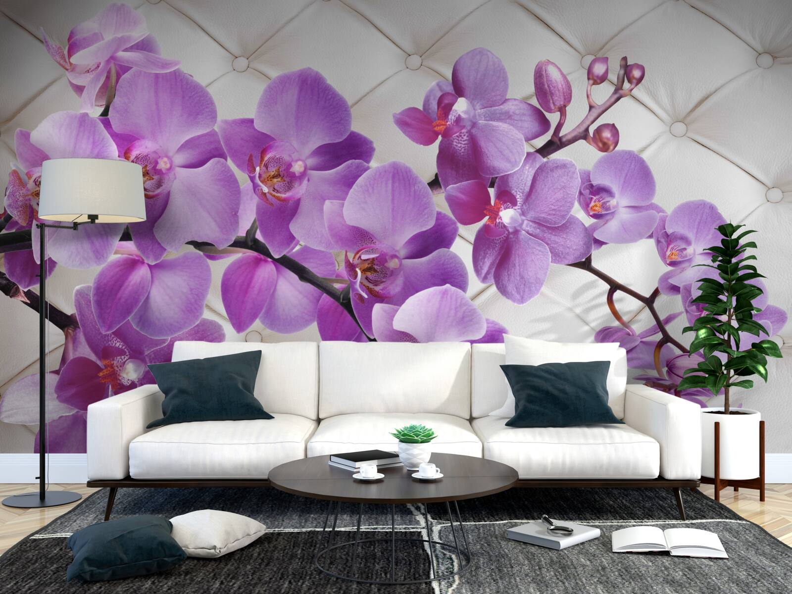 Fototapeten Die Textur enthält Zweige von Flilac Orchidee