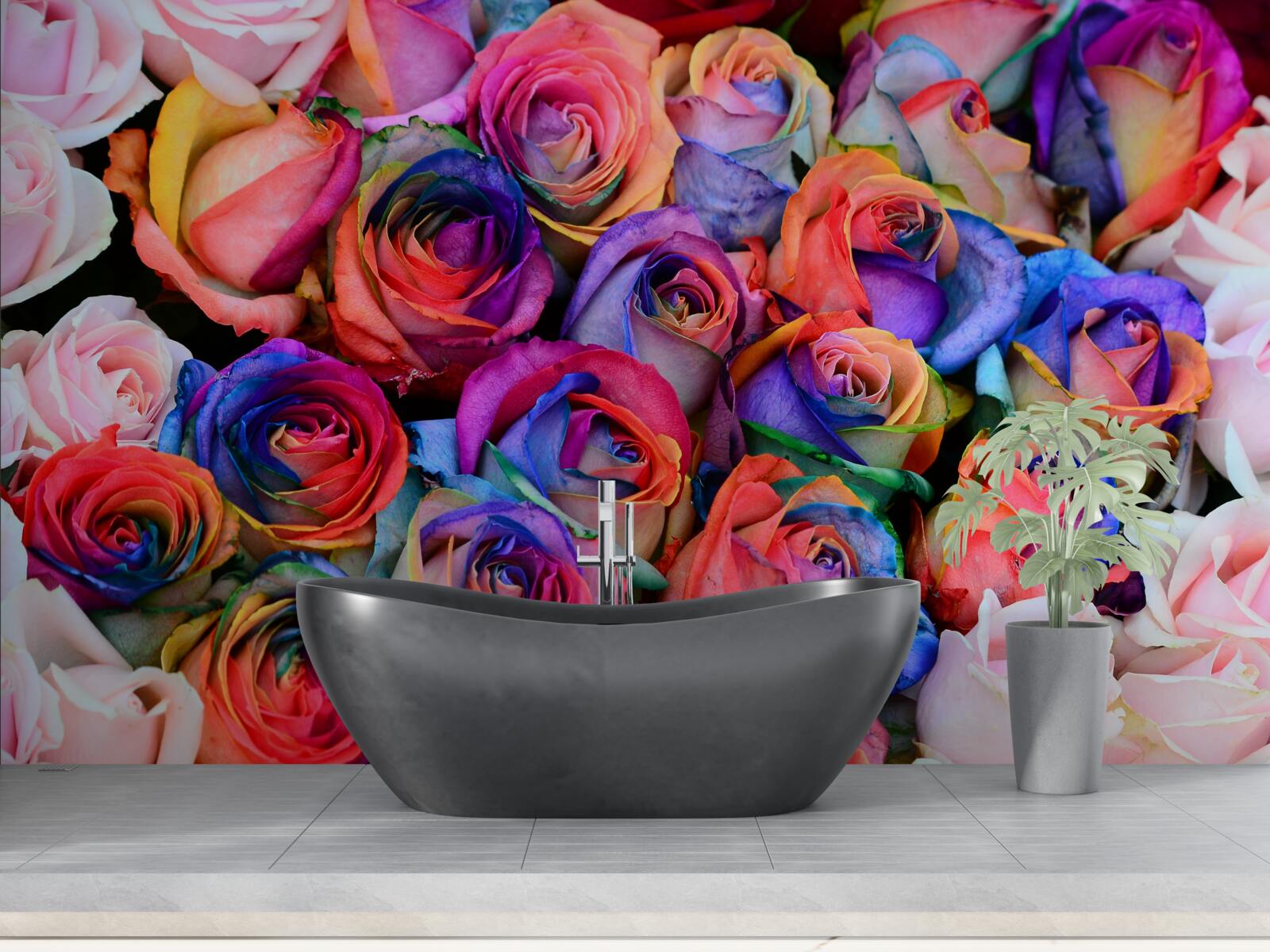 Fototapeten Im Hintergrund rosa verschiedene Farben in Rosen