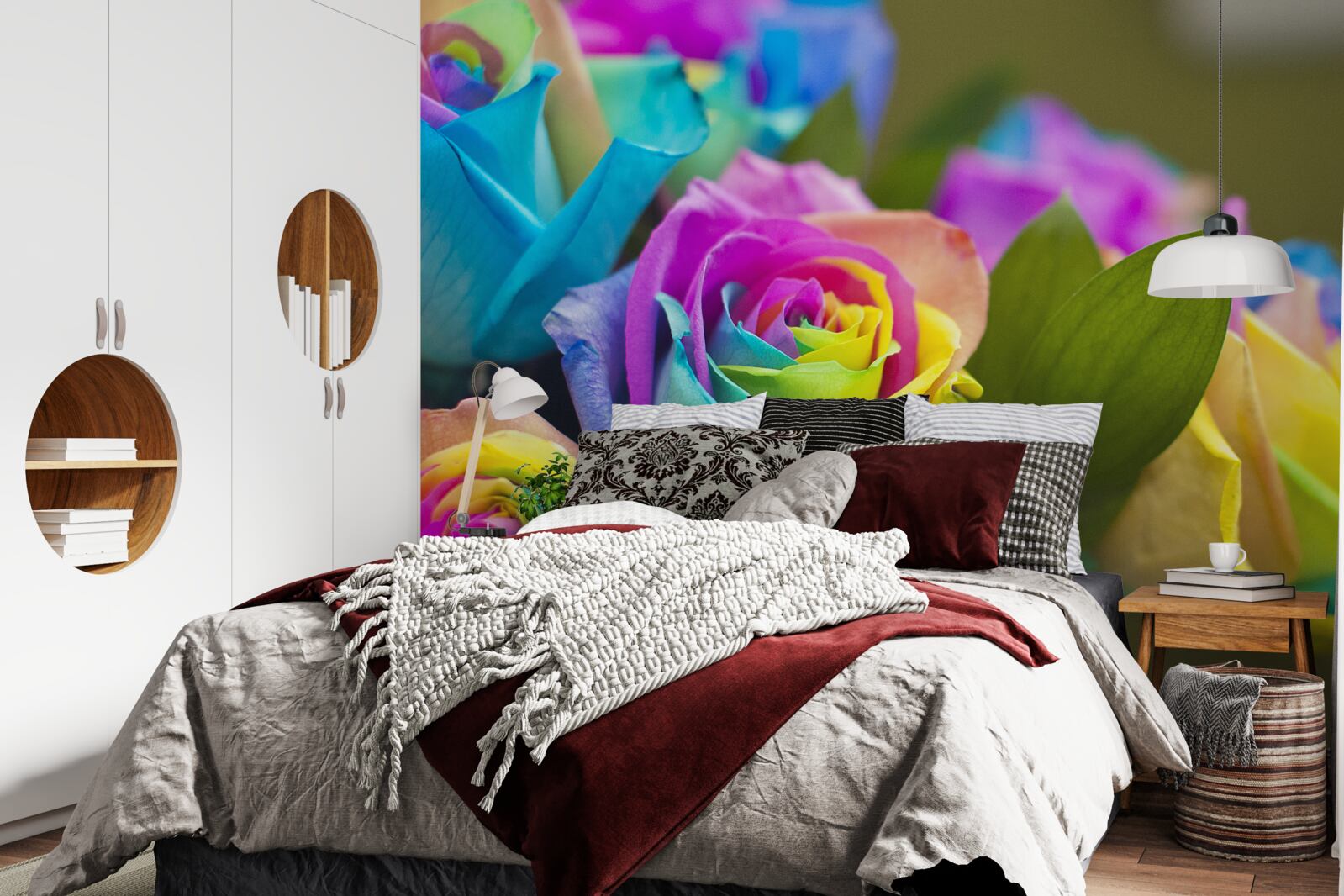 Fototapeten Der Bouquet enthält eine schöne Regenbogenrose