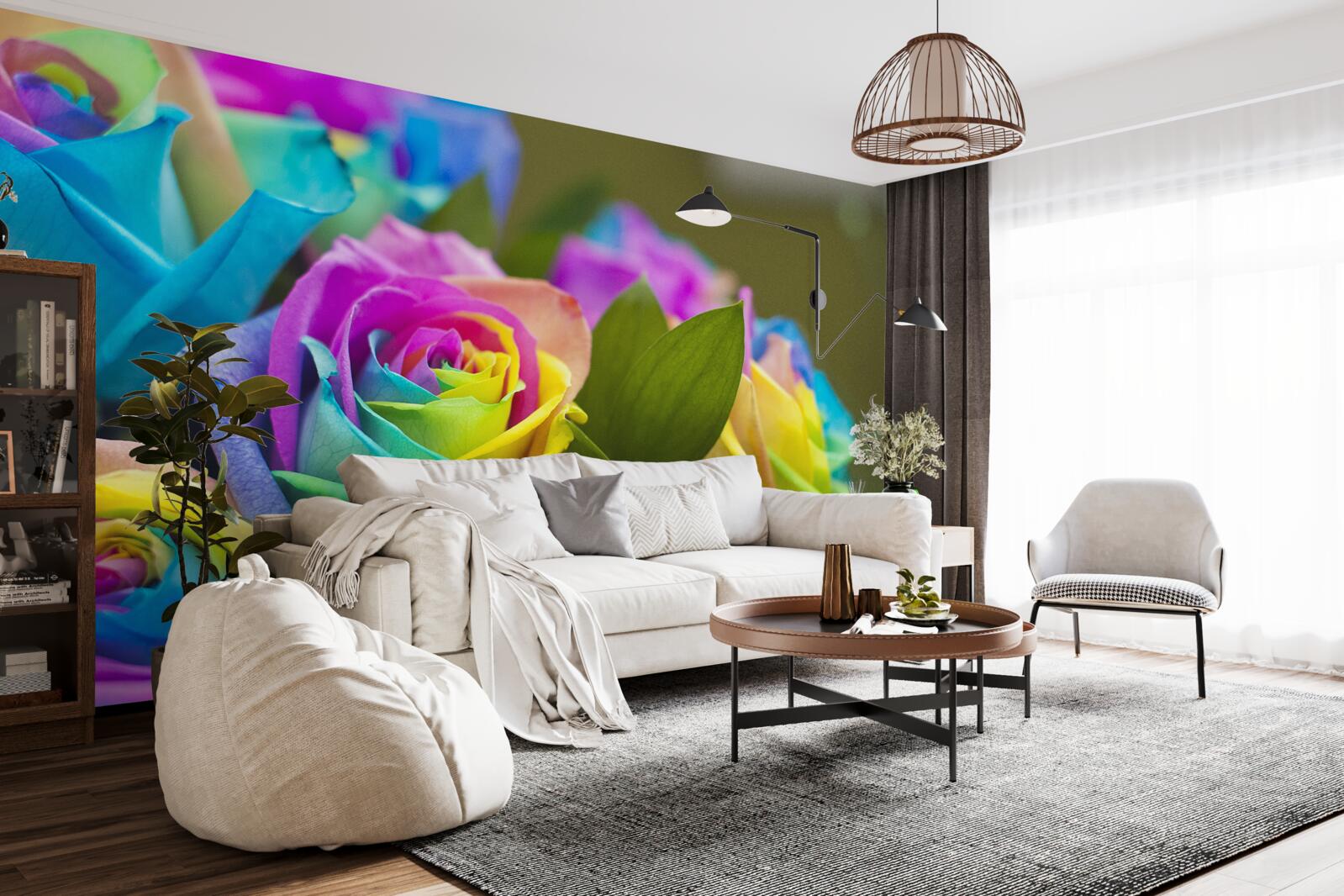 Fototapeten Der Bouquet enthält eine schöne Regenbogenrose