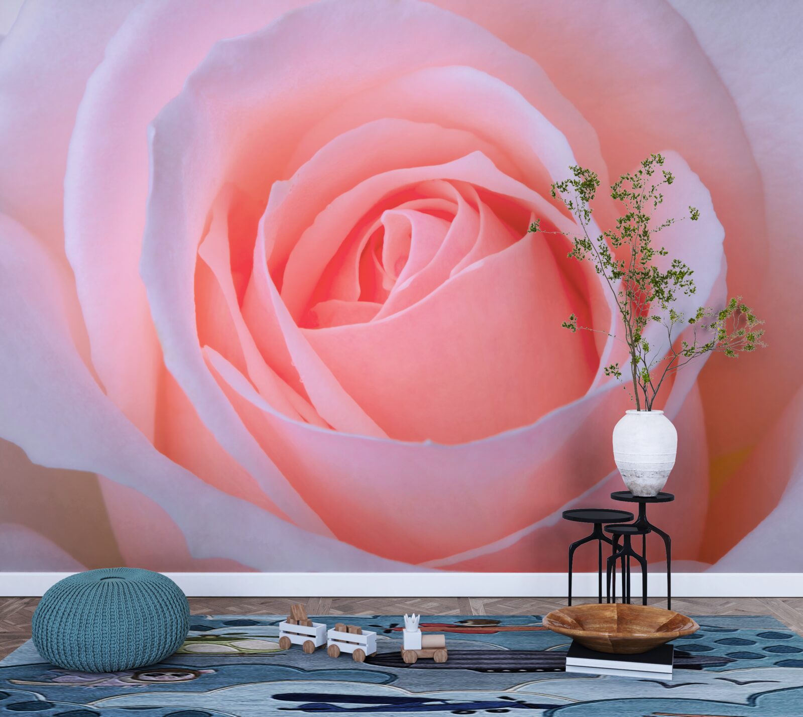 Fototapeten Eine zarte Rose mit schönen rosa Blütenblättern