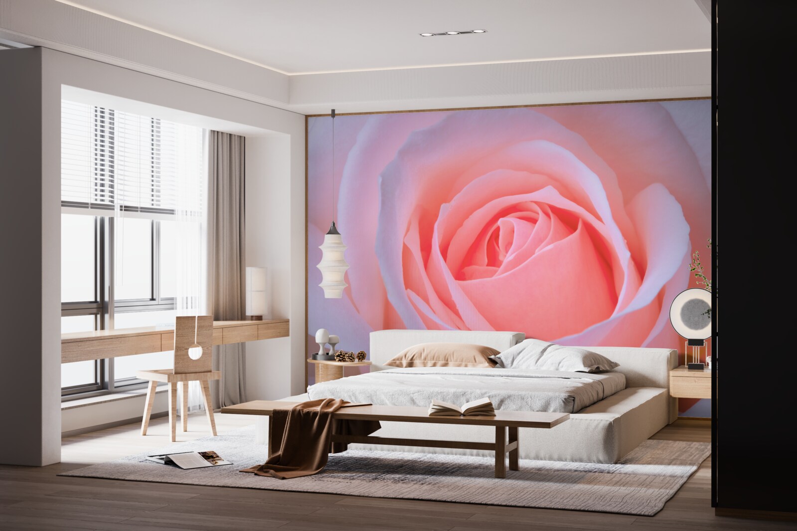 Fototapeten Eine zarte Rose mit schönen rosa Blütenblättern