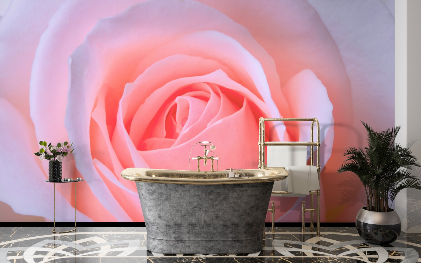Fototapeten Eine zarte Rose mit schönen rosa Blütenblättern