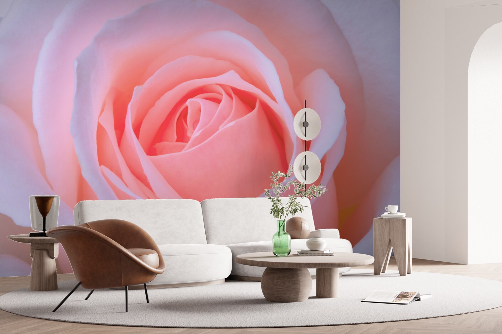 Fototapeten Eine zarte Rose mit schönen rosa Blütenblättern