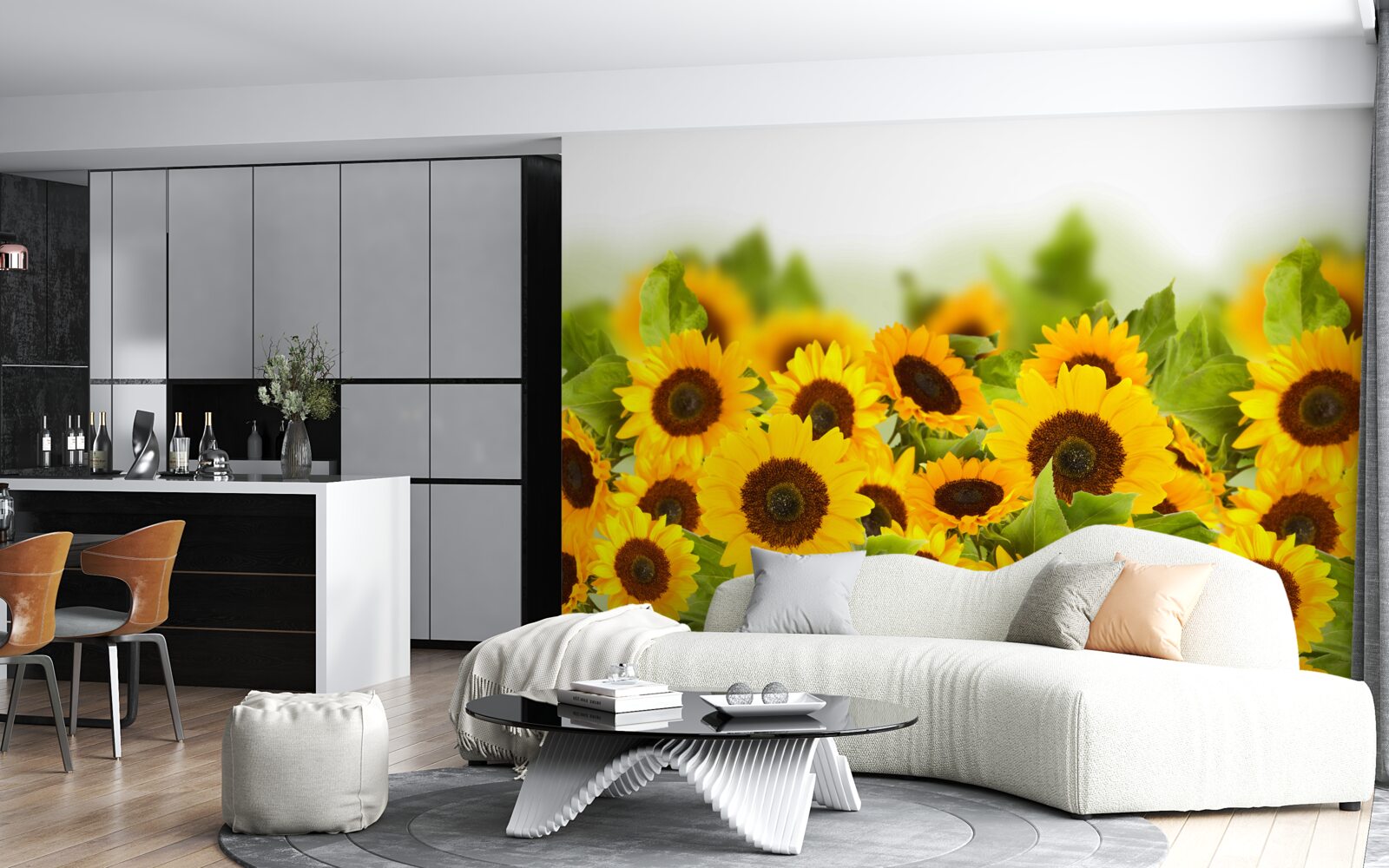 Fototapeten Es gibt eine erstaunliche Anzahl von Sonnenblumen