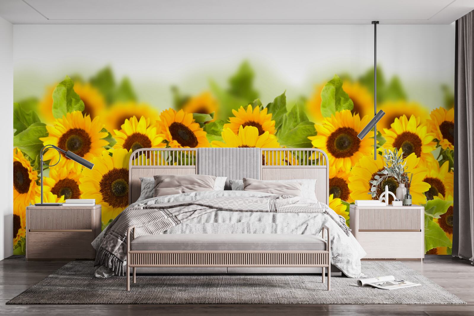 Fototapeten Es gibt eine erstaunliche Anzahl von Sonnenblumen